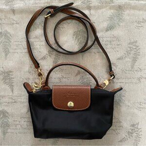 Longchamp Black and Brown Crossbody Bag